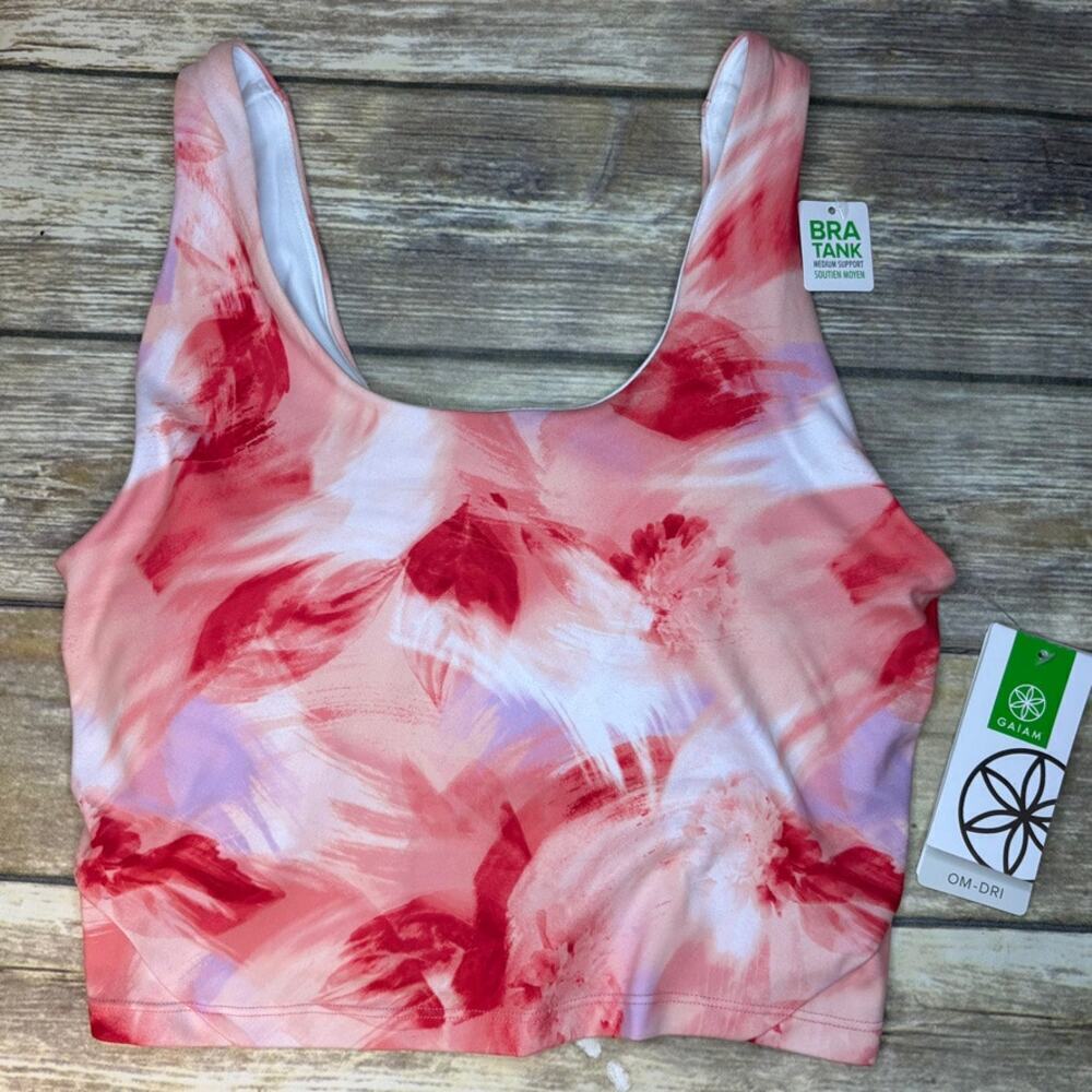 NWT Gaiam Flow Longline Sports Bra Bright Canteloupe Sz S‎